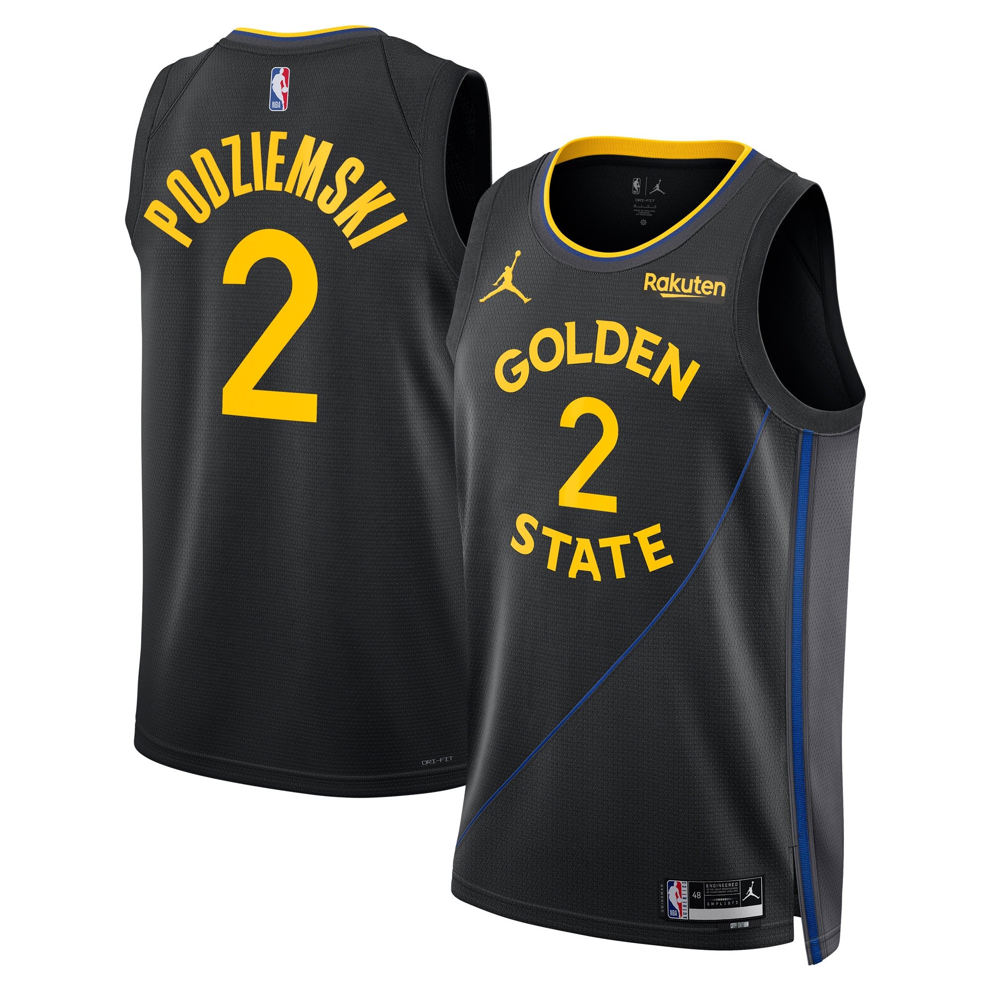 Brandin Podziemski 2 Golden State Warriors Unisex 2024/25 Swingman Statement Edition Black NBA Jersey Unisex