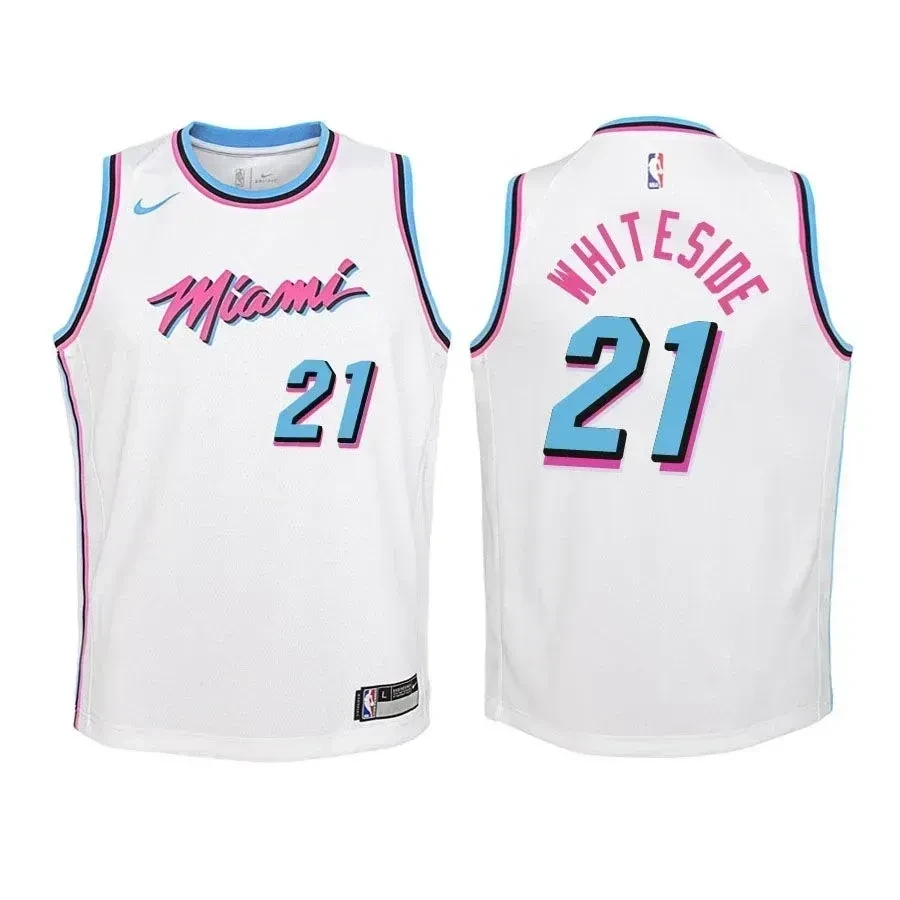 Miami Heat Hassa Whiteside 21 City Editio White NBA Jersey Youth