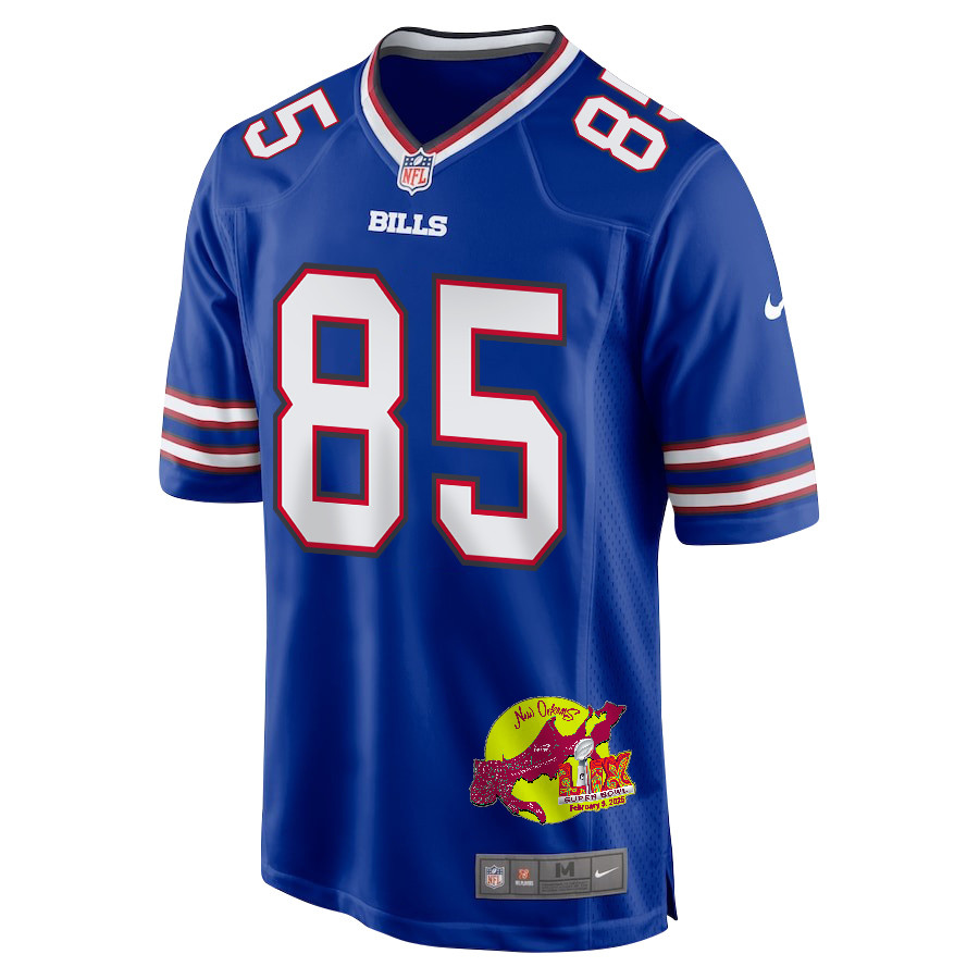 Quintin Morris 85 Buffalo Bills Super Bowl LIX New Orleans Patch Game Royal NFL Jersey Men's