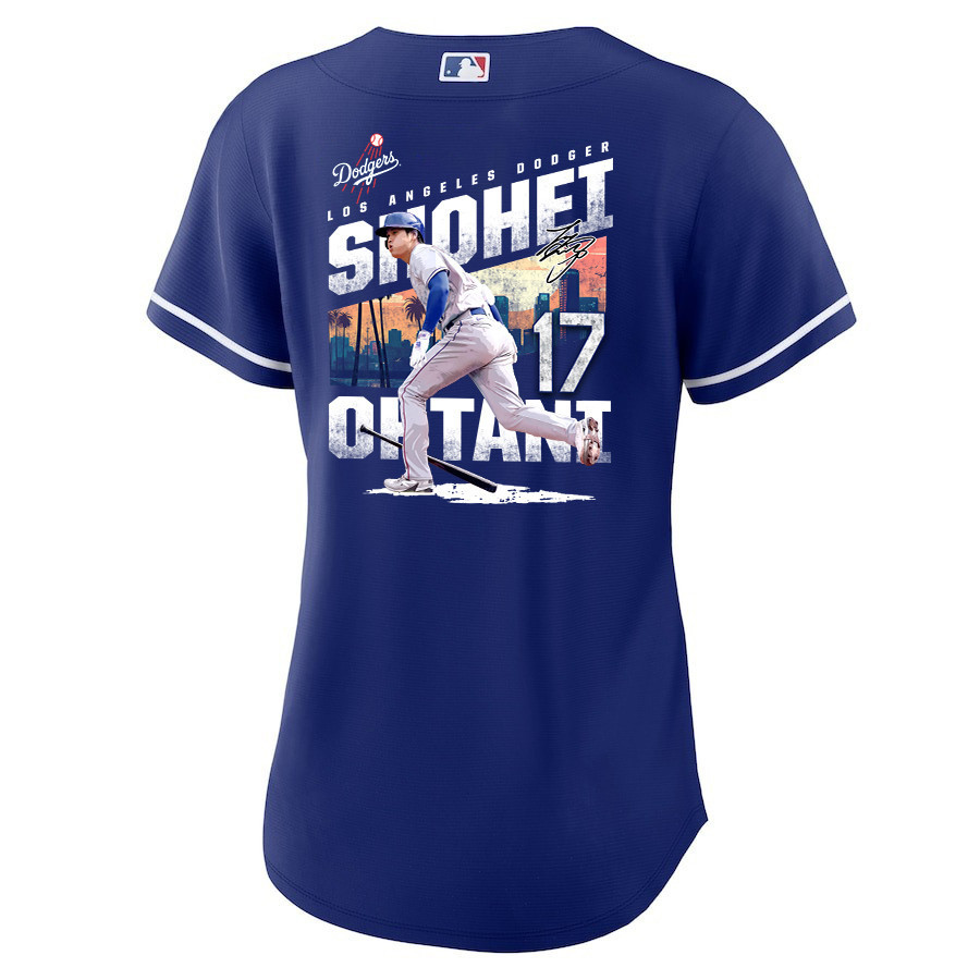 Shohei Ohtani 17 Los Angeles Dodgers Signed Homerun 2023 Alternate Royal MLB Jersey Women's