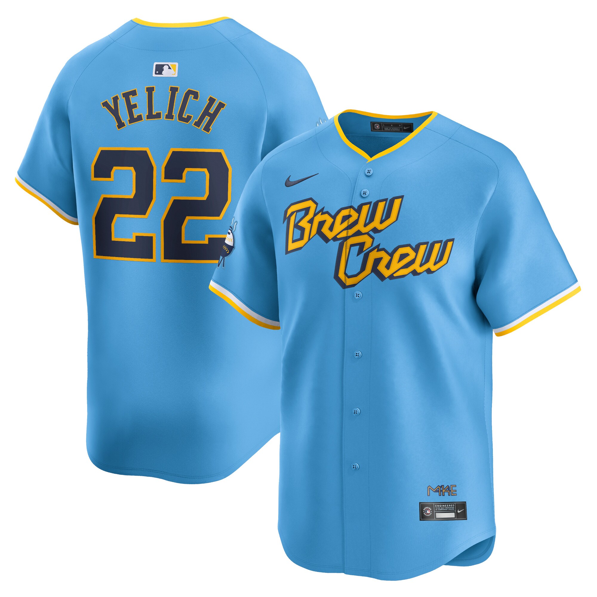 Milwaukee Brewers Christian Yelich Powder Blue City Connect Limited Player MLB Jersey Men's