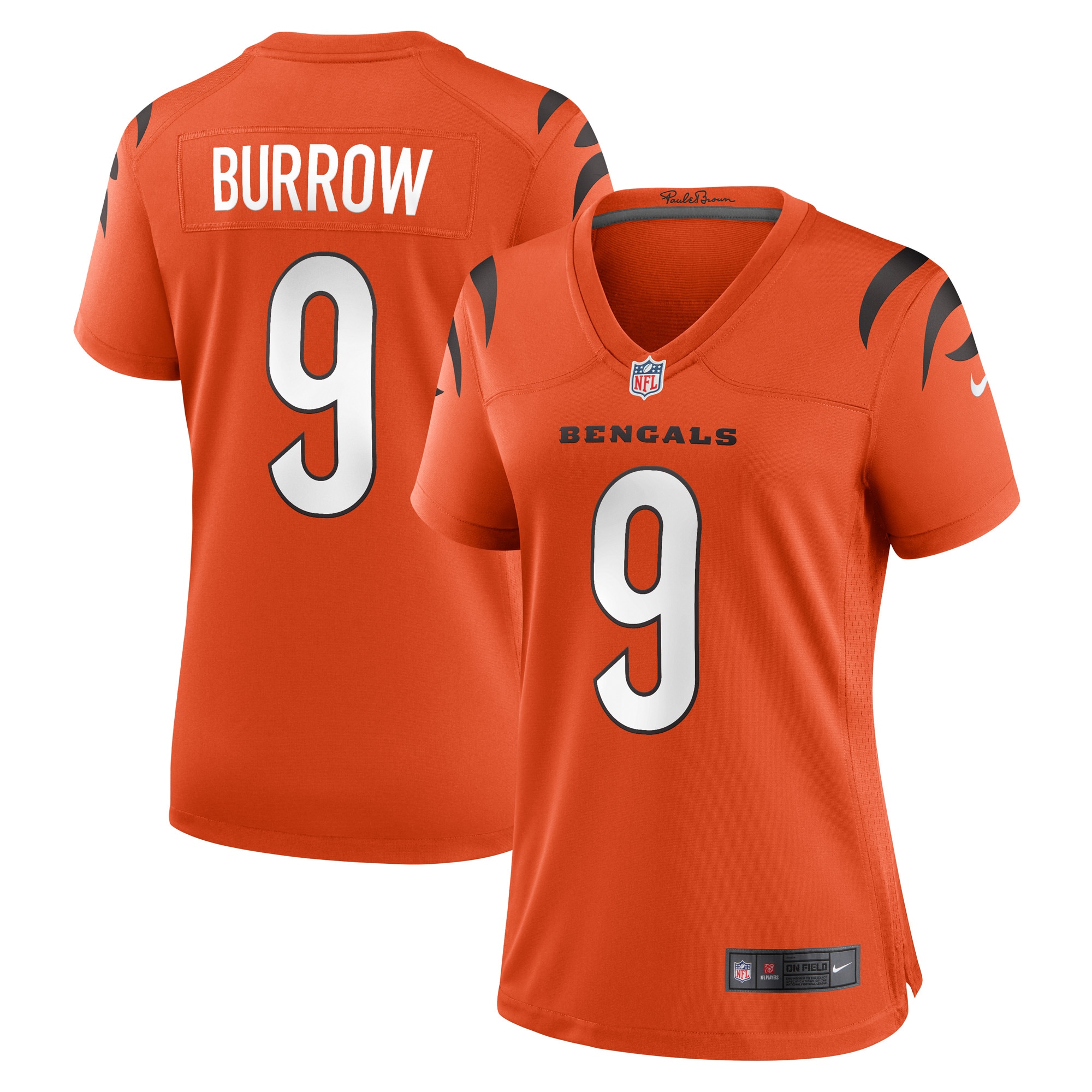 Cincinnati Bengals Joe Burrow Orange Game NFL Jersey Women's