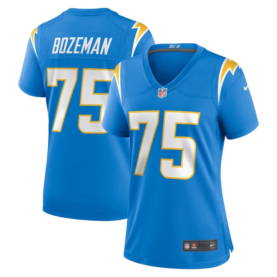 Bradley Bozeman 75 Los Angeles Chargers Game Powder Blue NFL Jersey Women's