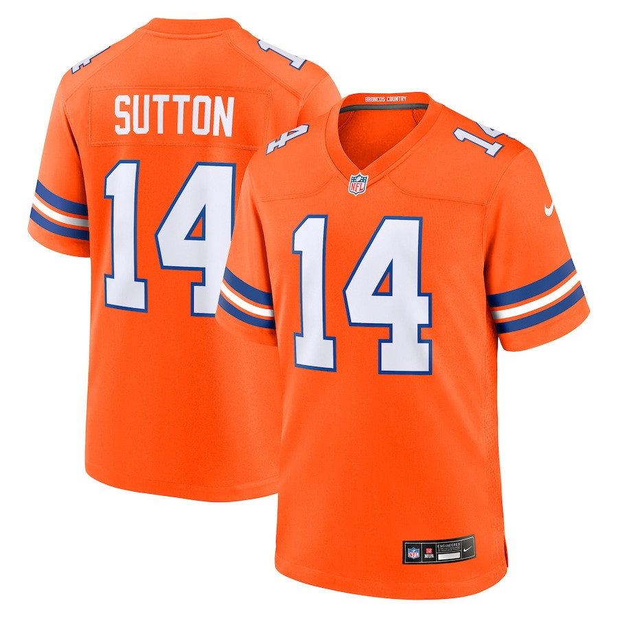 Courtland Sutton 14 Denver Broncos Mile High Collection 1977 Throwback Player Game Orange NFL Jersey Men's