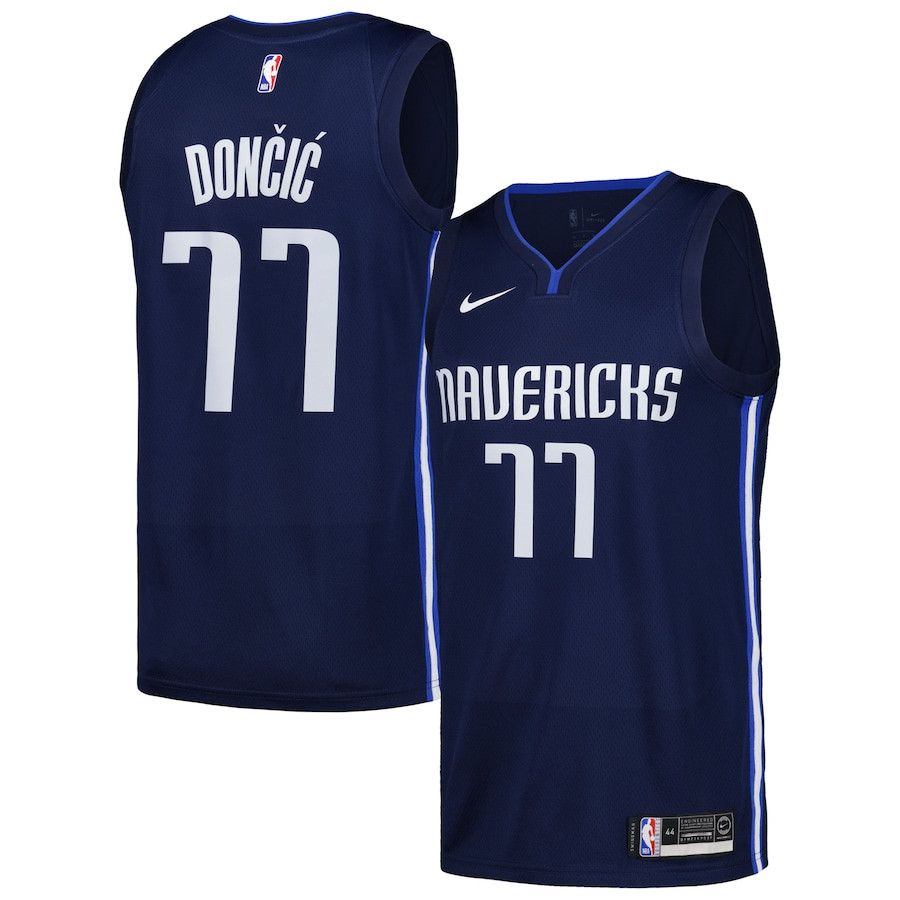 Luka Doncic 77 Dallas Mavericks Nike Swingman City Edition Navy NBA Jersey Men's