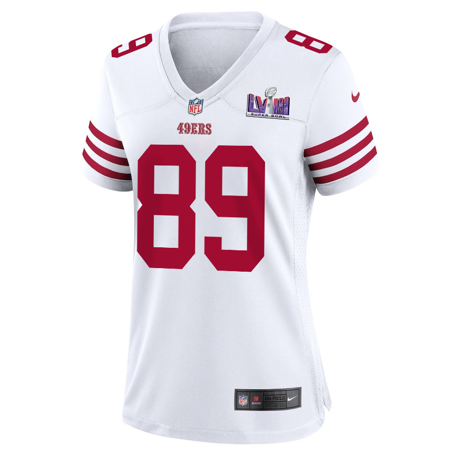 Charlie Woerner 89 San Francisco 49ers Super Bowl LVIII Patch Game White NFL Jersey Women's