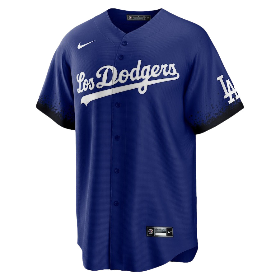 Mookie Betts 50 Los Angeles Dodgers Signed Cartoon 2023 City Connect Player Royal MLB Jersey Men's