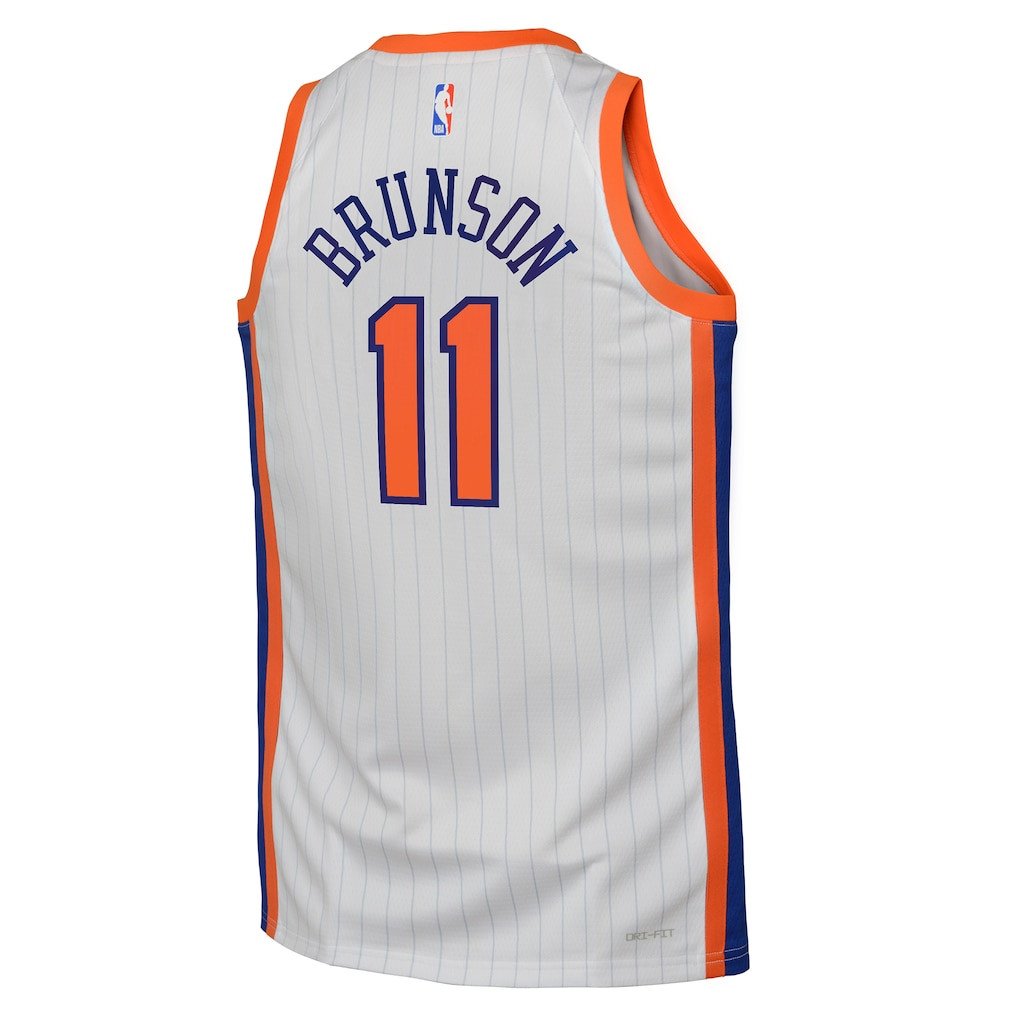 Jalen Brunson 11 New York Knicks 2024/25 Swingman Playe City Editio White NBA Jersey Youth