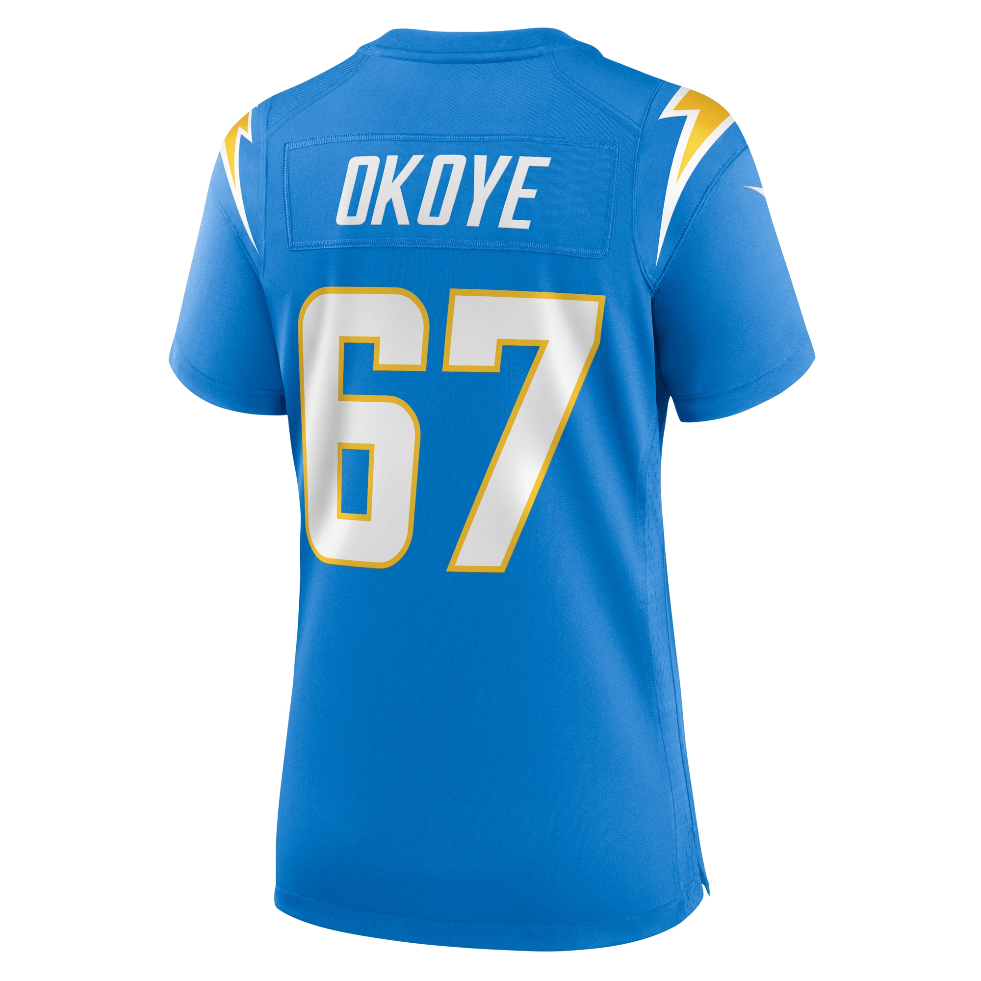 Los Angeles Chargers CJ Okoye Powder Blue Team Game NFL Jersey Women's