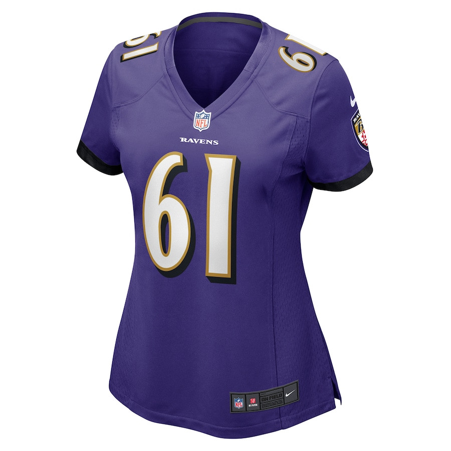 Nick Samac 61 Baltimore Ravens Game Purple NFL Jersey Women's