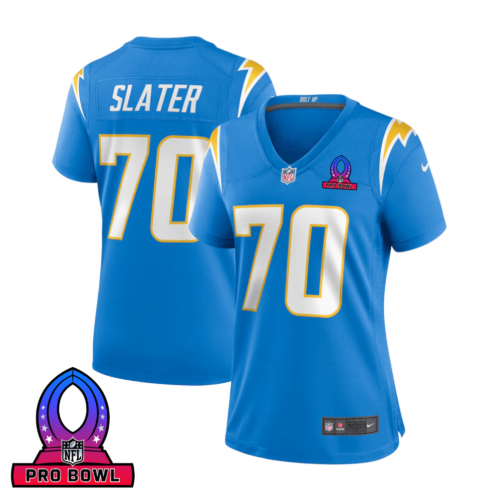 Rashawn Slater 70 Los Angeles Chargers 2025 Pro Bowl Patch Game Powder Blue NFL Jersey Women's