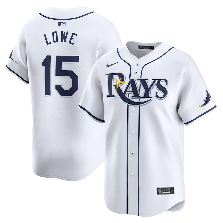 Josh Lowe 15 Tampa Bay Rays Home Limited White MLB Jersey Men's