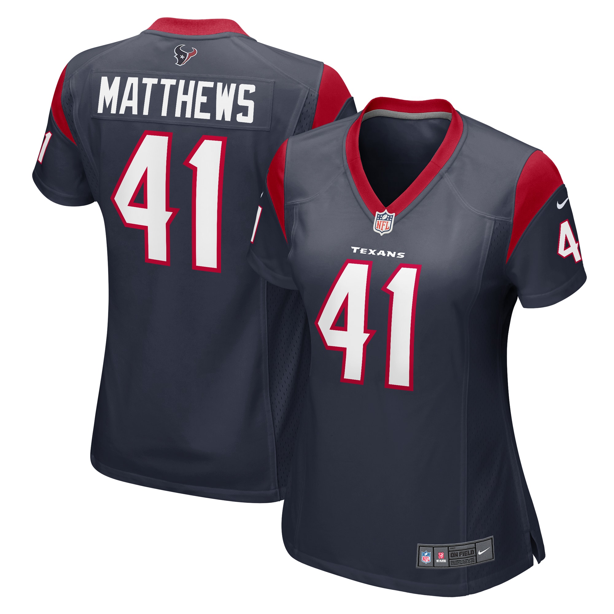 Houston Texans Jesse Matthews Navy Team Game NFL Jersey Women's