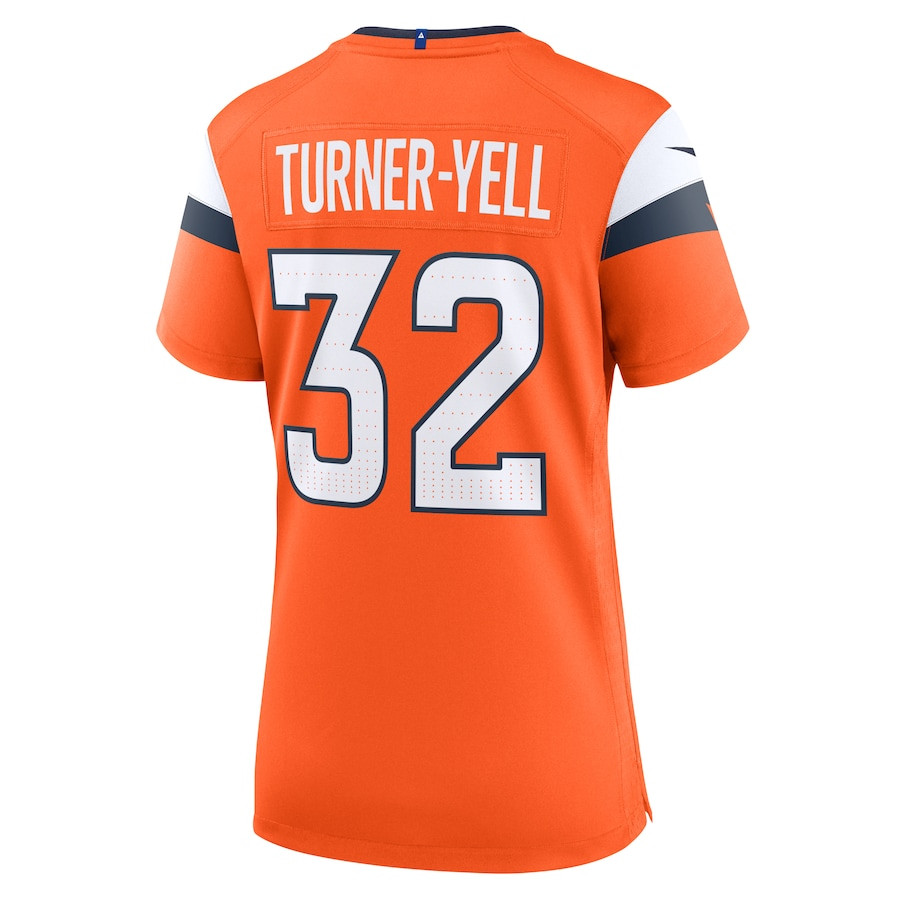 Delarrin Turner-Yell 32 Denver Broncos Team Game Orange NFL Jersey Women's