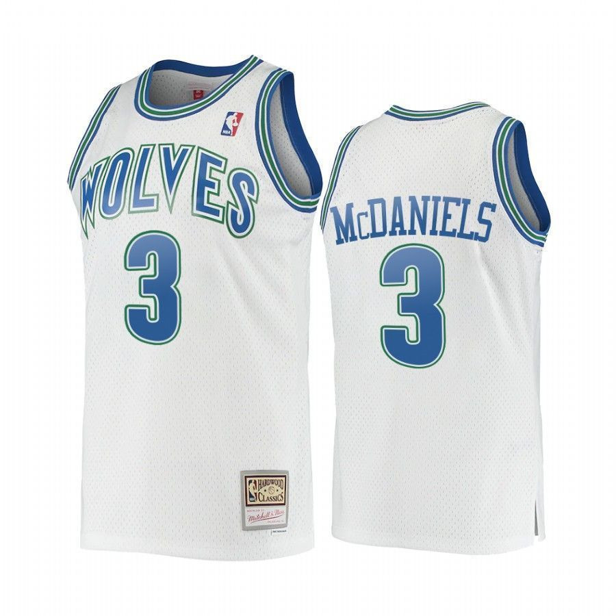 Jaden Mcdaniels 3 Minnesota Timberwolves Hardwood Classics White NBA Jersey Men's