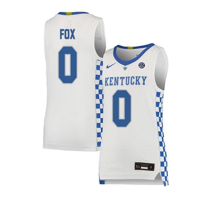 0 DeAaron Fo White Elite Kentucky Wildcats NCAA Jersey Men's