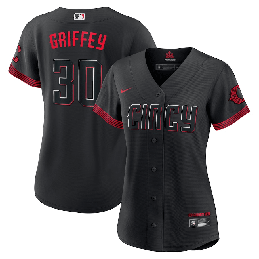 Ken Griffey Jr. 30 Cincinnati Reds 2023 City Connect Black MLB Jersey Women's