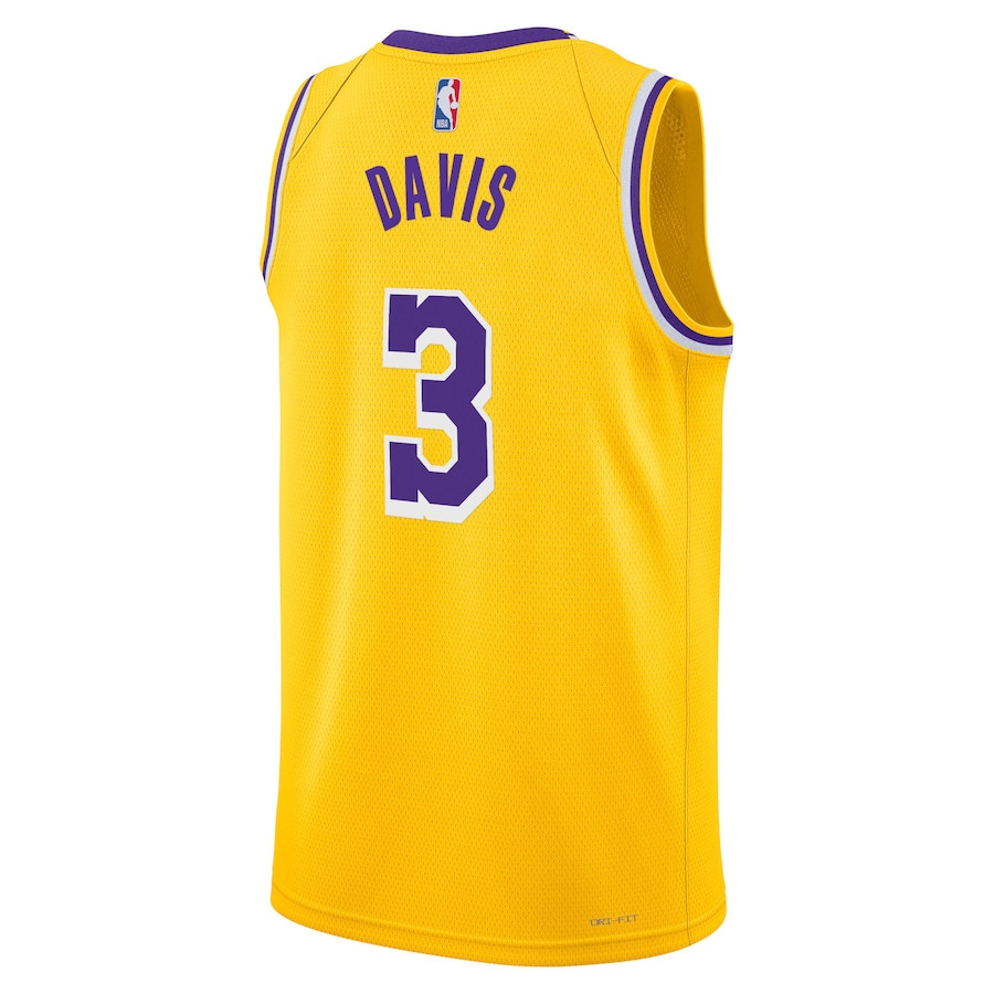 Anthony Davis 3 Los Angeles Lakers Unisex Swingman Icon Edition Gold NBA Jersey Unisex