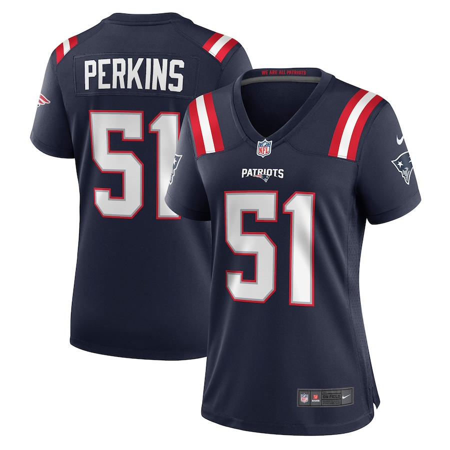 Ronnie Perkins 51 New England Patriots Game Navy NFL Jersey Women's