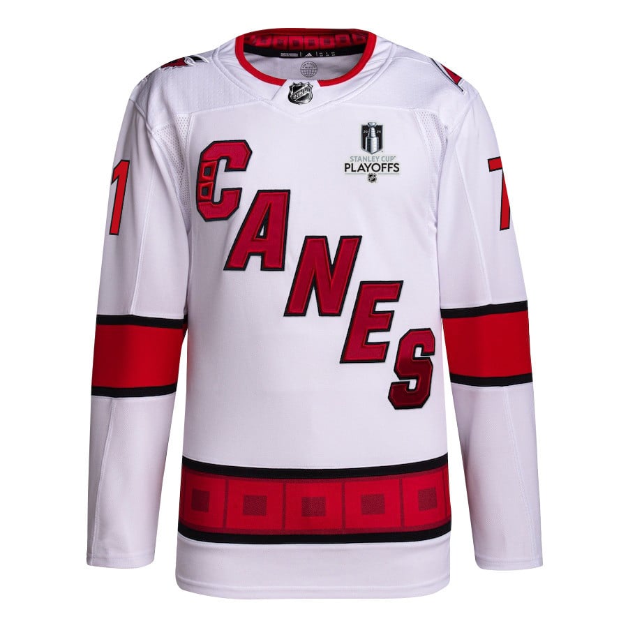 Jesper Fast 71 Carolina Hurricanes 2024 Playoffs Patch Away White NHL Jersey Men's