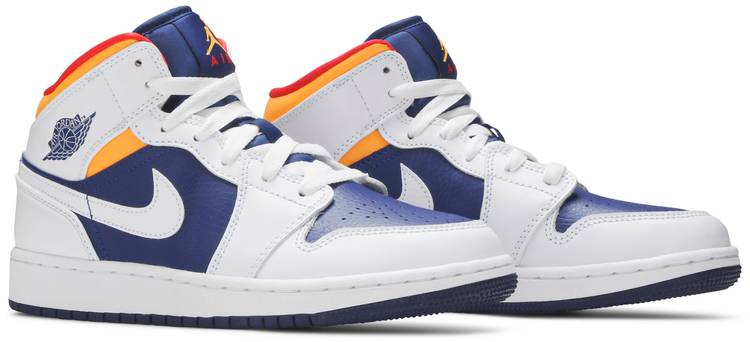 Air Jordan 1 Mid GS White Deep Royal Blue 554725-131