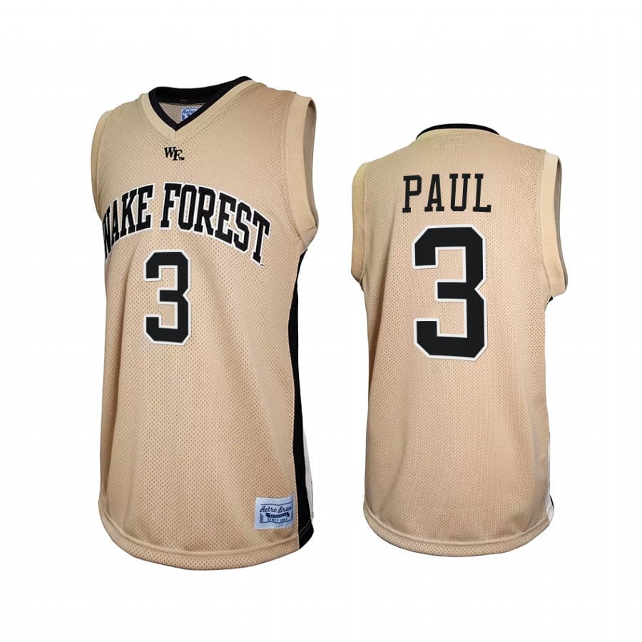 Chris Paul 3 Wake Forest Demon Deacons Gold Retro NCAA Jersey Men's