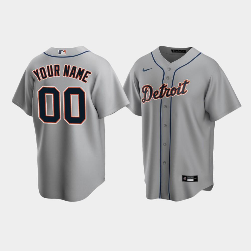 Detroit Tigers 00 Custom Gray Road MLB Jersey Men's