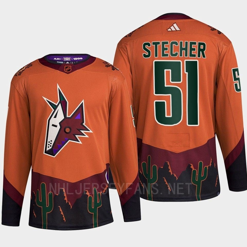 Arizona Coyotes 2022 Reverse Retro 2.0 Troy Stecher 51 Orange Primegreen NHL Jersey Men's