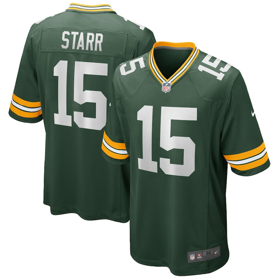 Bart Starr 15 Green Bay Packers Game Retired Green NFL Jersey Men's