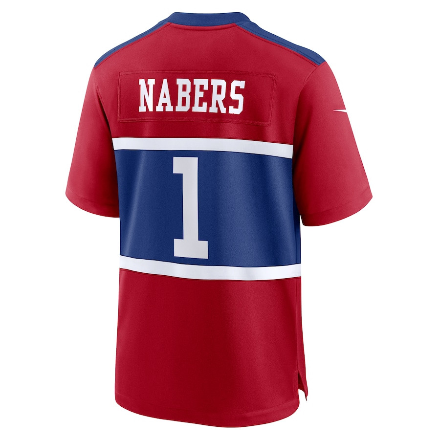 Malik Nabers 1 New York Giants Alternate Game Century Red NFL Jersey Men's