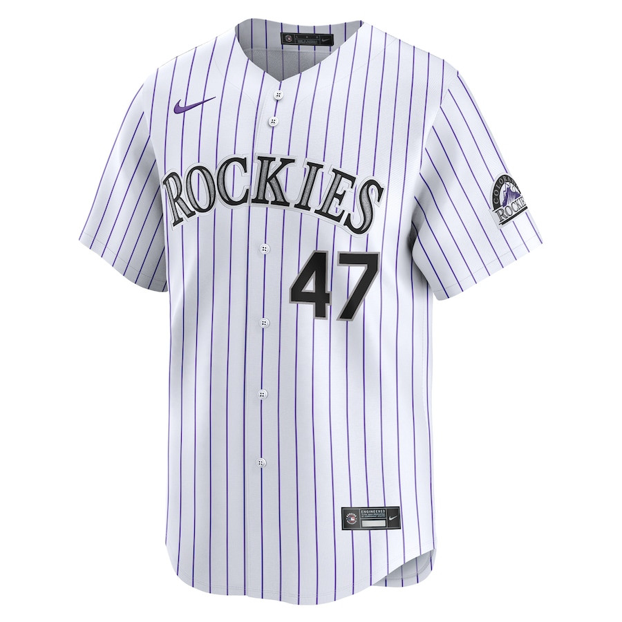 Cal Quantrill 47 Colorado Rockies Home Limited Player White MLB Jersey Men's