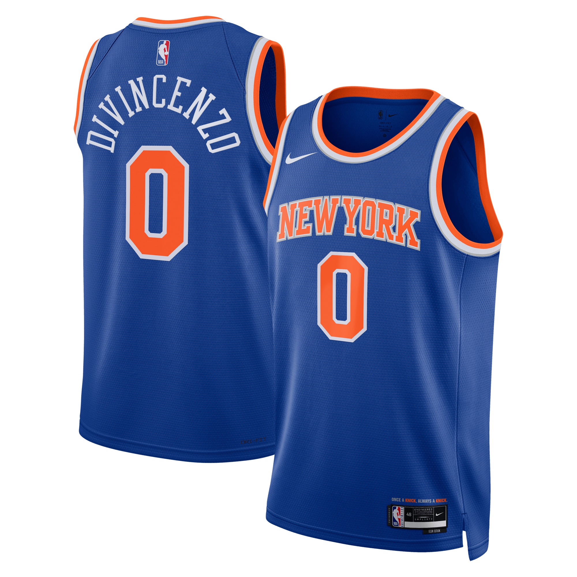 New York Knicks Icon Edition Swingman Blue Donte DiVincenz Unisex NBA Jersey Unisex