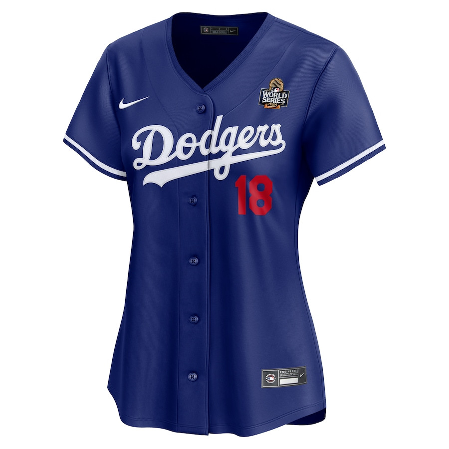 Yoshinobu Yamamoto 18 Los Angeles Dodgers 2024 World Series Alternate Limited Royal MLB Jersey Women's