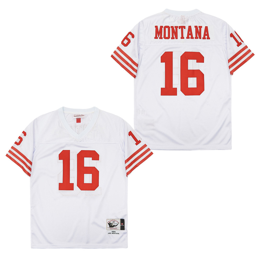 Joe Montana 16 San Francisco 49ers Throwback White NFL Jersey Men's