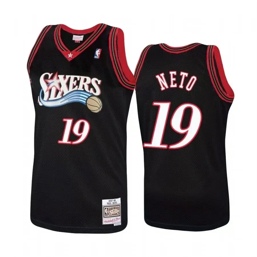 Philadelphia 76ers 19 Raul Neto Hardwood Classics Black NBA Jersey Men's