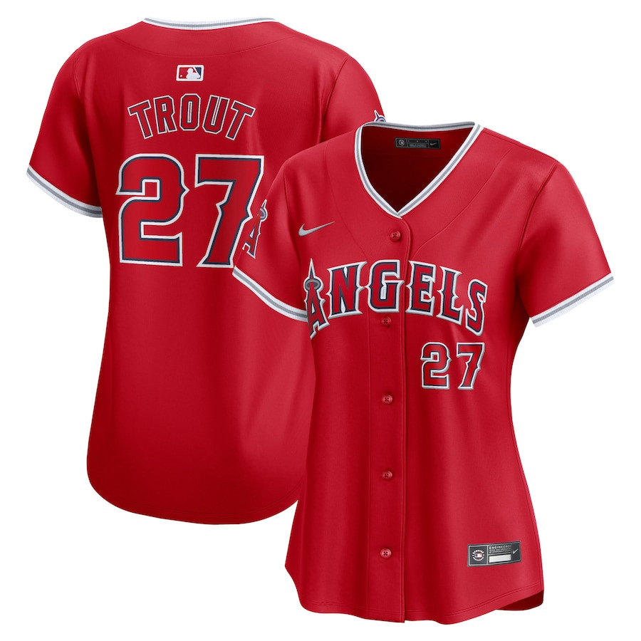 Mike Trout 27 Los Angeles Angels Alternate Limited Red MLB Jersey Women's