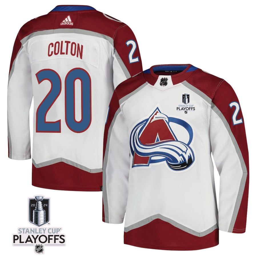Ross Colton 20 Colorado Avalanche 2024 Playoffs Patch Away White NHL Jersey Men's