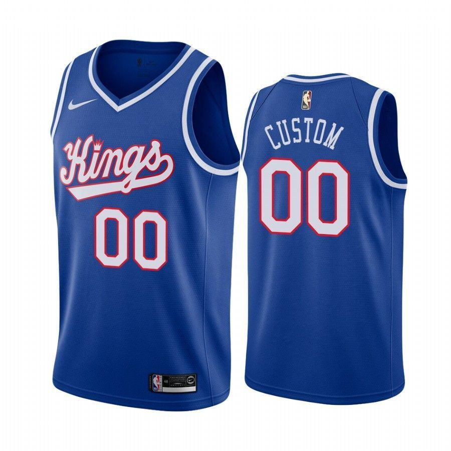 Sacramento Kings Custom 00 Blue Throwback NBA Jersey Men's
