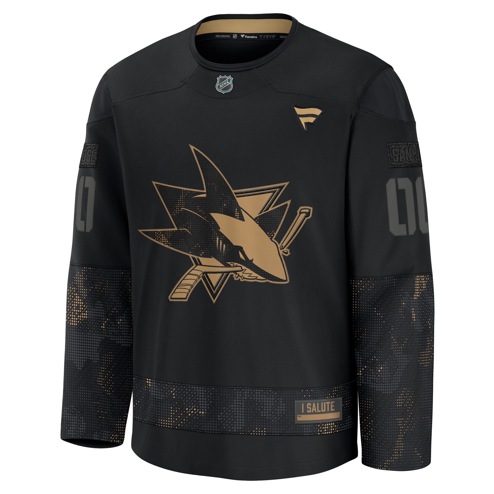 San Jose Sharks Black 2024 Military Appreciation Custom Practice NHL Jersey Men's