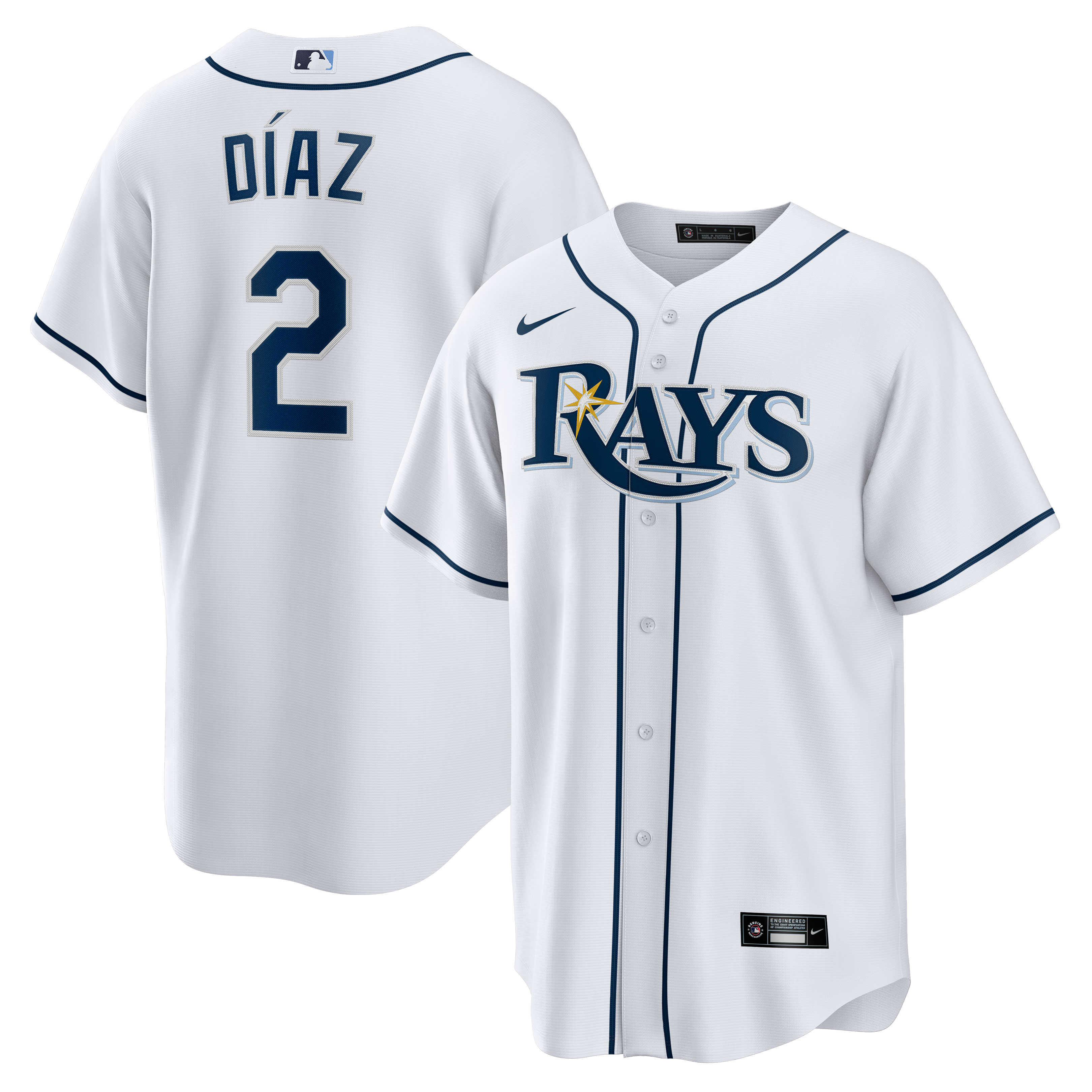 Tampa Bay Rays Yandy D?az White Home Player MLB Jersey Men's
