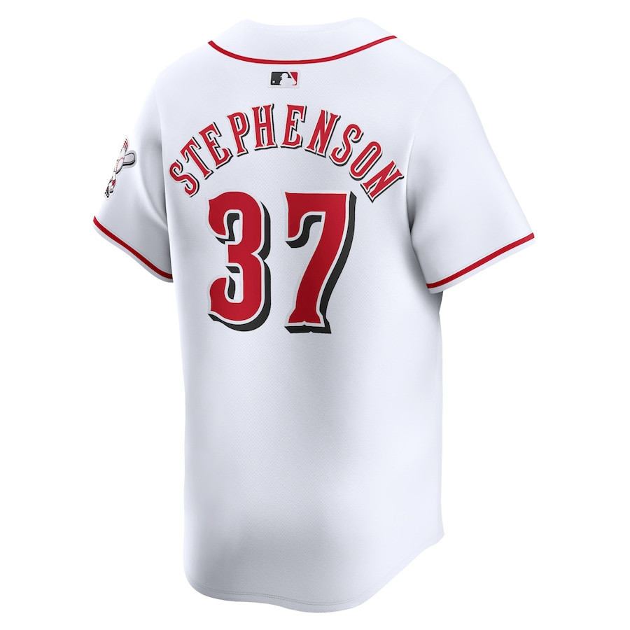 Tyler Stephenson 37 Cincinnati Reds Home Limited Player White MLB Jersey Men's