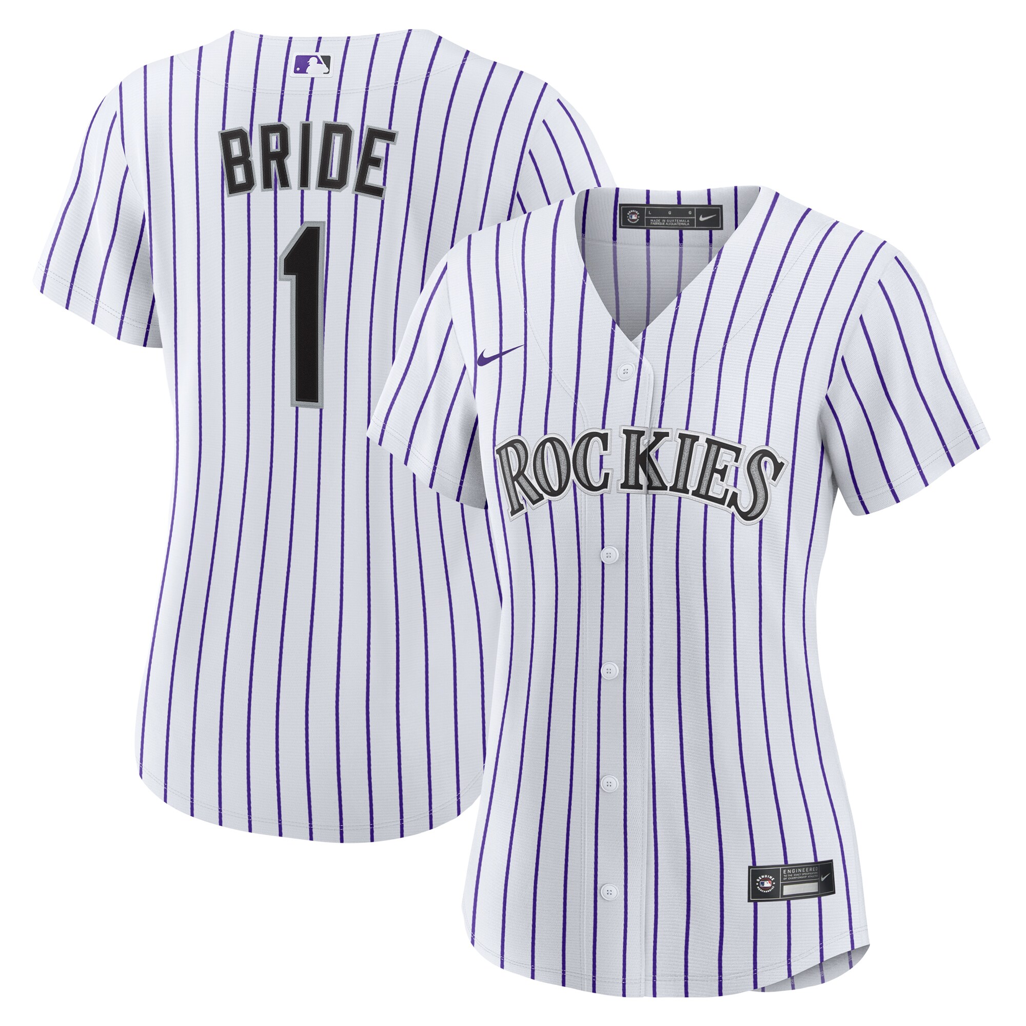 Colorado Rockies White #1 Bride Home MLB Jersey Women's
