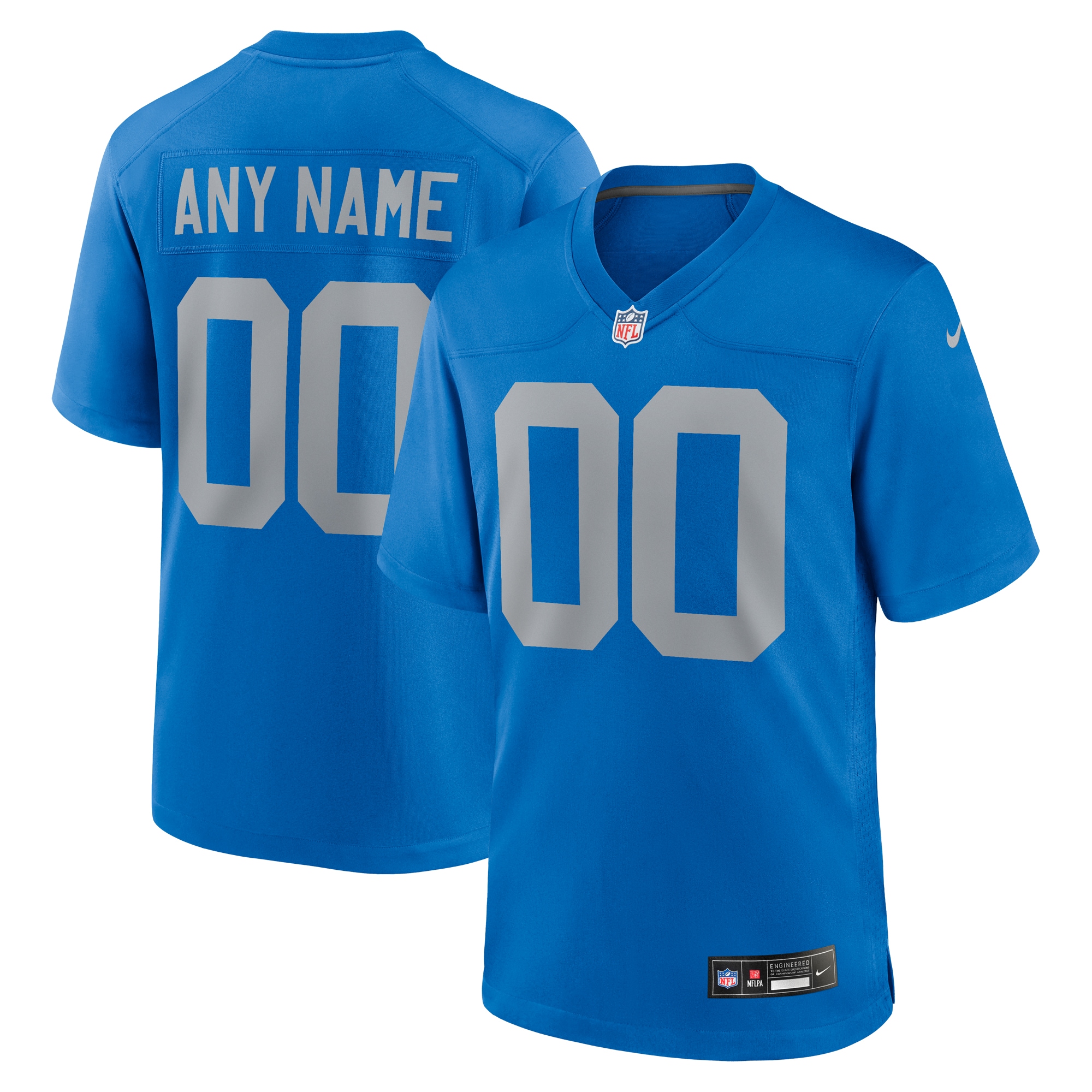 Detroit Lions Blue Alternate Custom Game NFL Jersey Men's