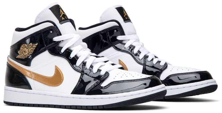 Air Jordan 1 Mid Patent Black Gold 852542-007
