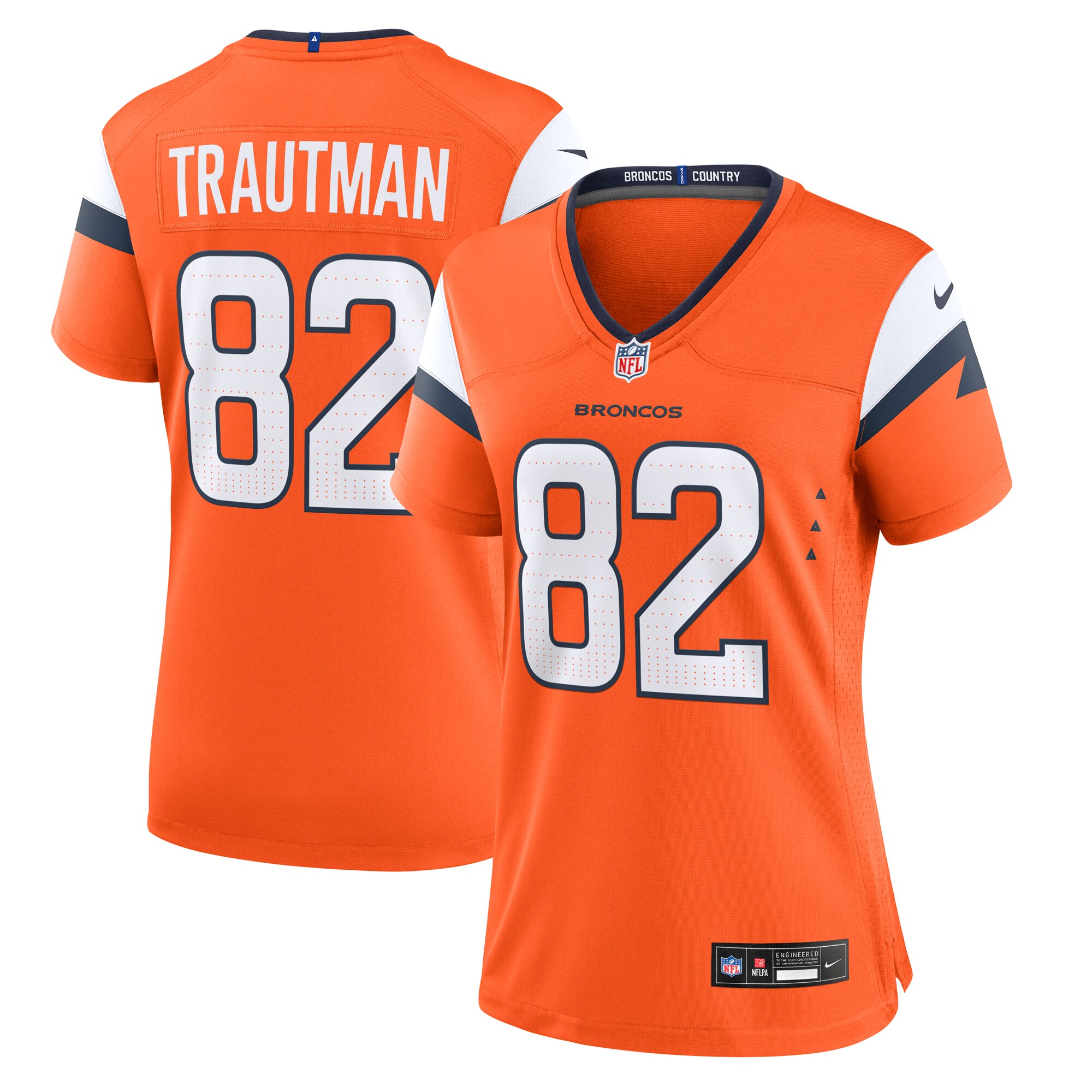 Denver Broncos Adam Trautman Orange Team Game NFL Jersey Women's