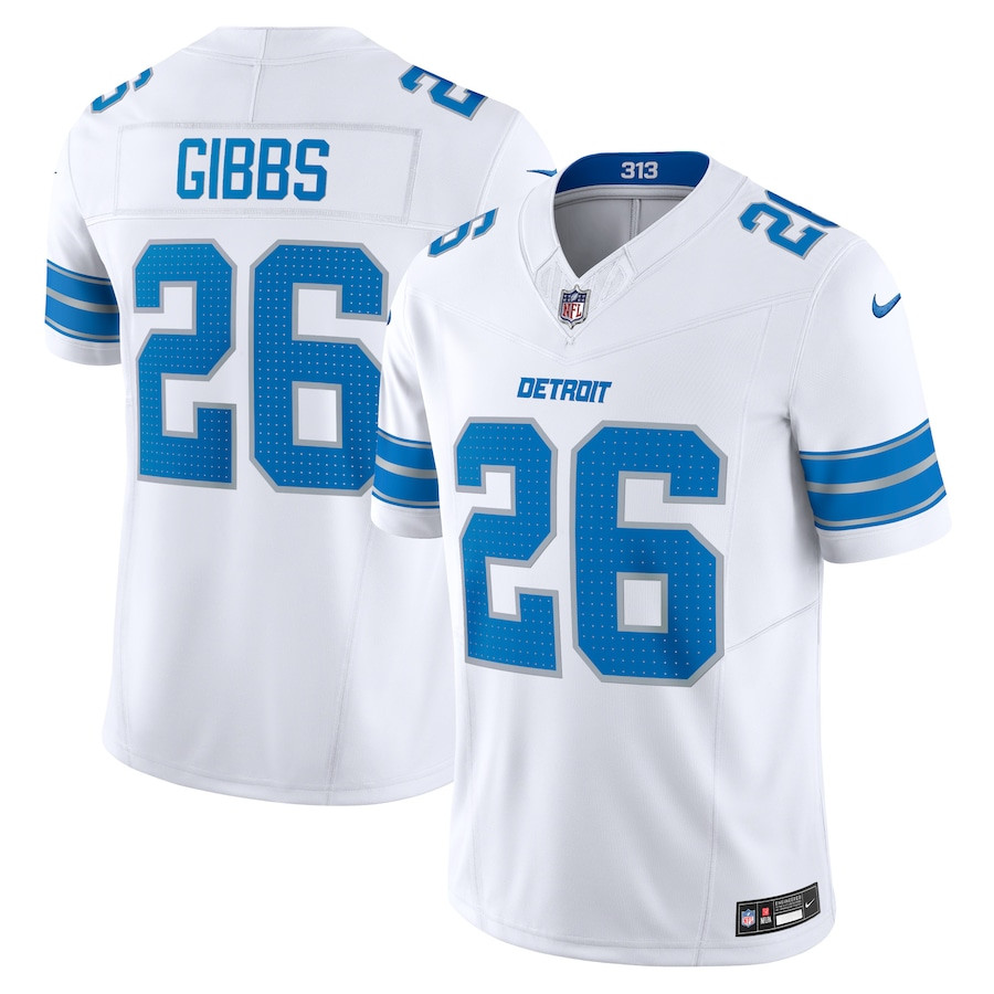 Jahmyr Gibbs 26 Detroit Lions Vapor F.U.S.E. Limited White NFL Jersey Men's