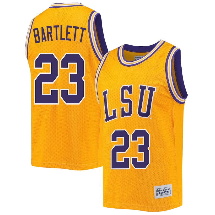 Amani Bartlett 23 LSU Tigers 2023 Retro- Gold NCAA Jersey Men's