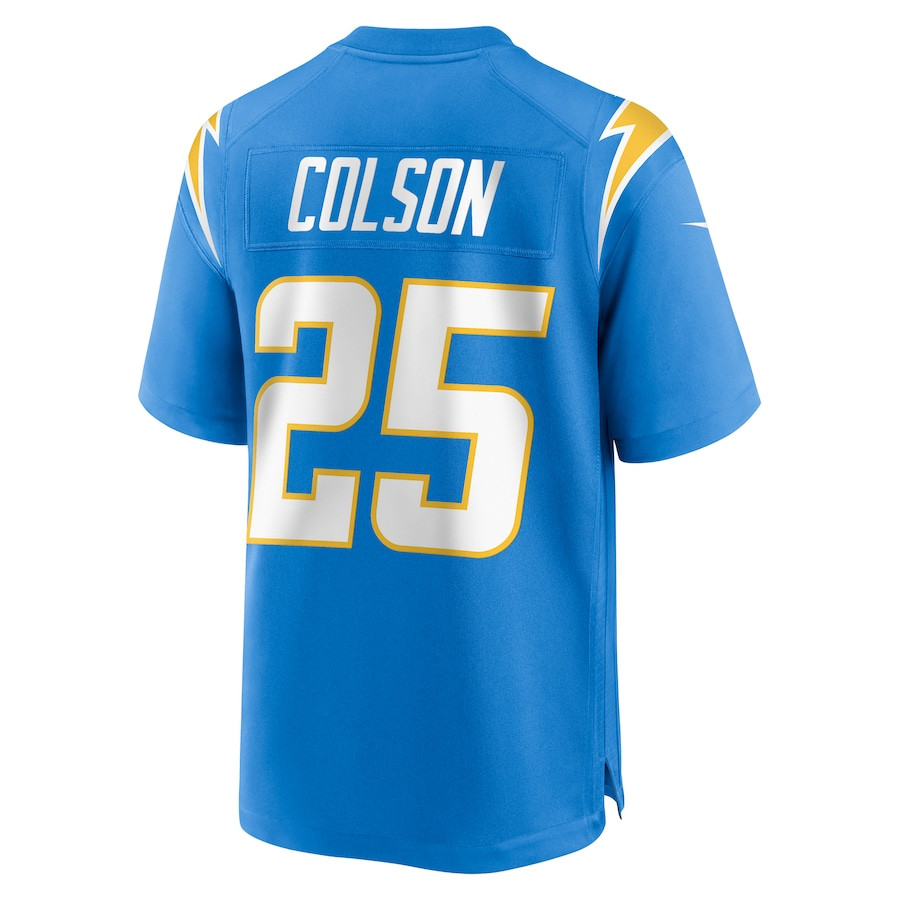 Junior Colson 25 Los Angeles Chargers Team Game Powder Blue NFL Jersey Men's