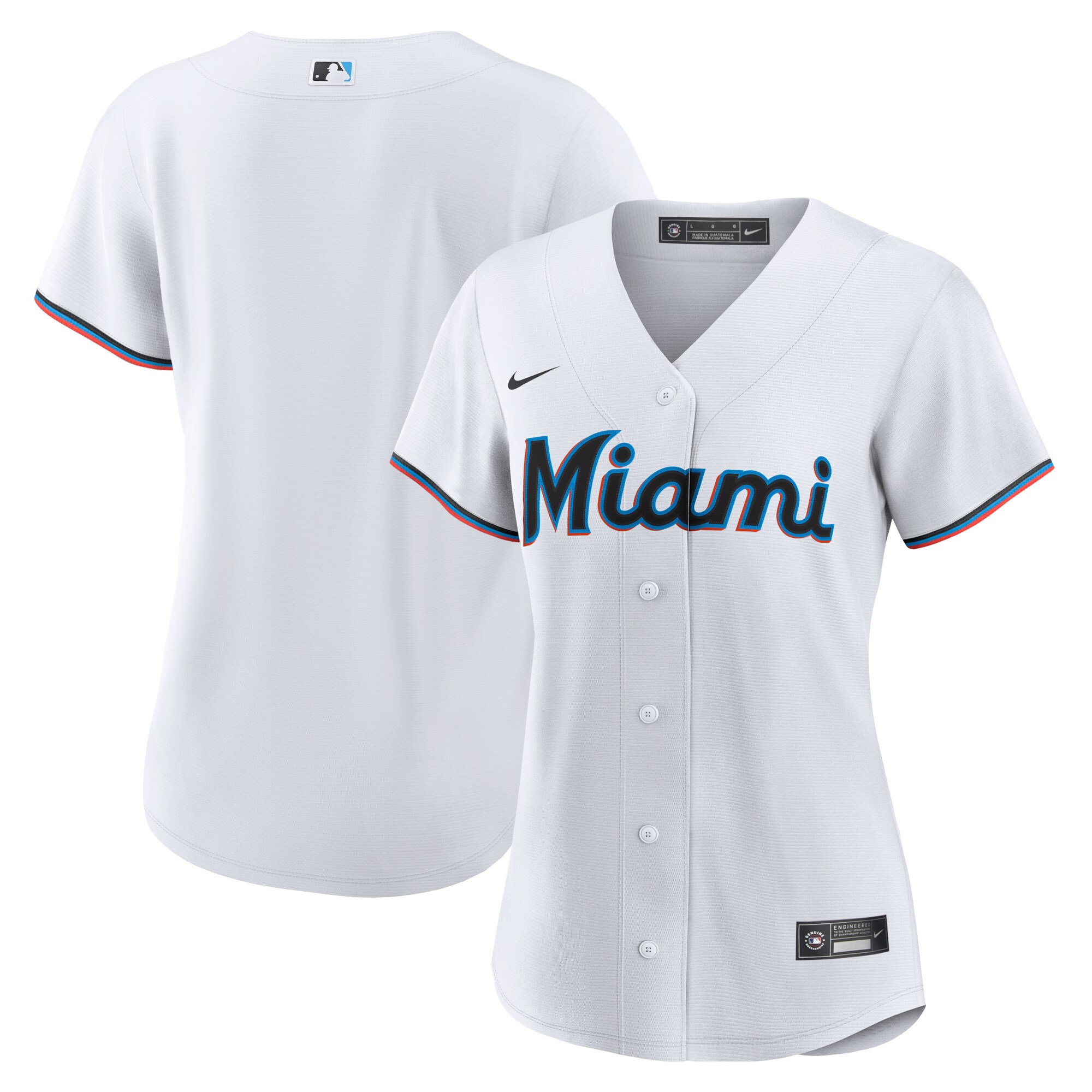 Miami Marlins White Team MLB Jersey Women's