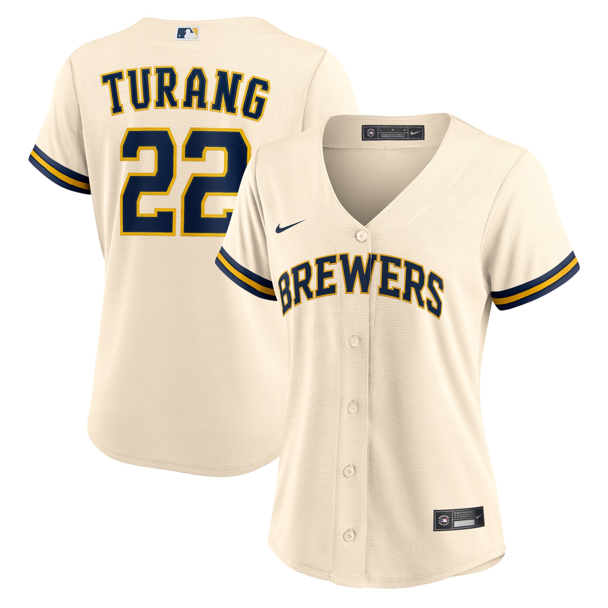 Milwaukee Brewers Brice Turang White Home MLB Jersey Women's